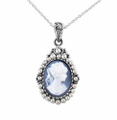 Pearls and Blue Cameo Necklace
