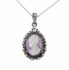Pearl Halo Lavender Cameo Necklace
