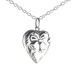 Sterling Silver Bells Heart Charm Necklace, 16"