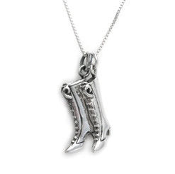 Sterling Silver Two Knee High Boots Charms Necklace