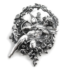 Sterling Silver Cupid Angel Brooch Pin