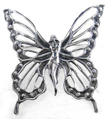 Sterling Silver Lady Butterfly Brooch Pin