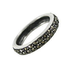 Sterling Silver & Marcasite Slim Band Ring