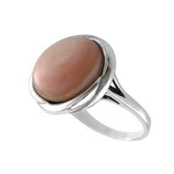 Sterling Silver Pink Shell Romantic Twist Frame Ring