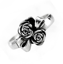 Sterling Silver Roses and Bow Ring