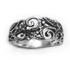 Organic Swirl and Vine Cutout Tapered Band Ring