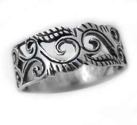 Ornate Swirl Vine Cutout Band Ring