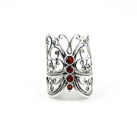 Sterling Silver Garnet Butterfly Ring