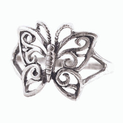 Sterling Silver Swirl Wings Butterfly Ring