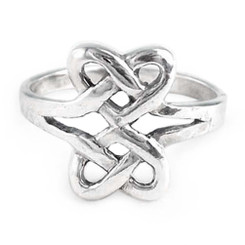Sterling Silver Double Hearts Celtic Knot Ring