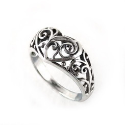 Sterling Silver Filigree Heart Ring