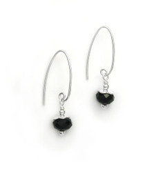 Sterling Silver Faceted Crystals on Cone Modern Hooks, Black