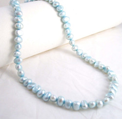 Modern Freshwater Pearl Necklace, 16", Baby Blue