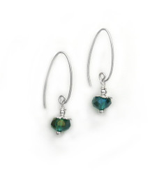 Sterling Silver Faceted Crystals on Cone Modern Hooks, Green AB