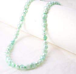 Modern Freshwater Pearl Necklace, 16", Light Green