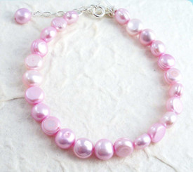 Modern Cultured Freshwater Pearl Bracelet, 7.5", Baby Pink