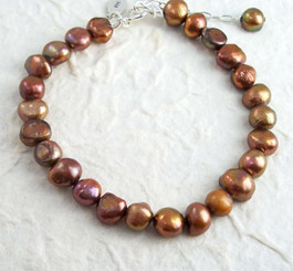 Modern Cultured Freshwater Pearl Bracelet, 7.5", Brown