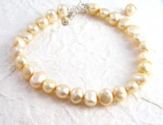 Modern Cultured Freshwater Pearl Bracelet, 7.5", Champagne