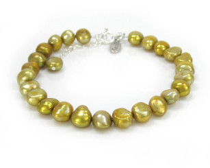 Modern Cultured Freshwater Pearl Bracelet, 7.5", Gold