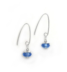 Sterling Silver Faceted Crystals on Cone Modern Hooks, Blue