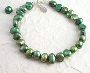 Modern Cultured Freshwater Pearl Bracelet, 7.5", Green