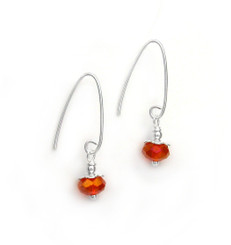 Sterling Silver Faceted Crystals on Cone Modern Hooks, Paparadcha