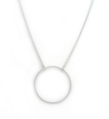Sterling Silver Eternity Open Circle Necklace, Adjustable 16-18"