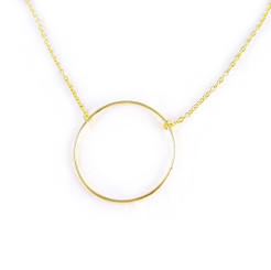 Gold-plated Sterling Silver Eternity Open Circle Necklace, Adjustable 16-18"