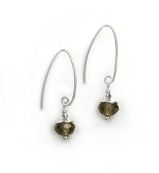 Sterling Silver Faceted Crystals on Cone Modern Hooks, Smoky