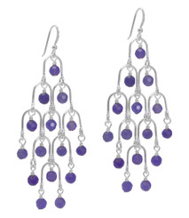 Sterling Silver Arches and Stone Chandelier Earrings, Lavender Quartz