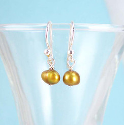 Dainty Pearl & Sterling Silver Gold Earrings