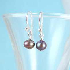 Dainty Pearl & Sterling Silver Peacock Earrings