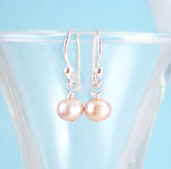 Dainty Pearl & Sterling Silver Pink Earrings