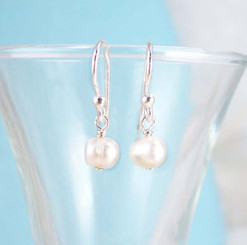 Dainty Pearl & Sterling Silver White Earrings