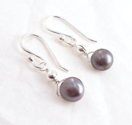 Dainty Sterling Silver and Cultured Freshwater Peacock Pearl Drop Earrings