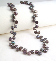 Cultured Freshwater "Dancing" Peacock Pearl Sterling Silver Necklace, 16"