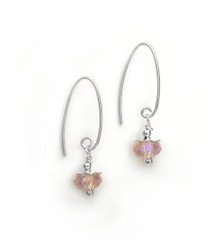 Sterling Silver Faceted Crystals on Cone Modern Hooks, Pink AB