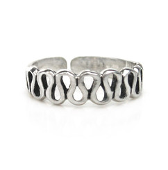 Sterling Silver Squiggle Wave Adjustable Toe Ring