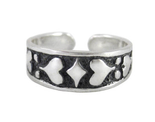Sterling Silver Bold Hearts Band Adjustable Toe Ring