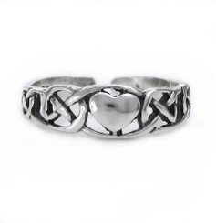 Sterling Silver Heart and Celtic Knot Adjustable Toe Ring