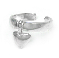 Sterling Silver Pointed Heart Adjustable Toe Ring