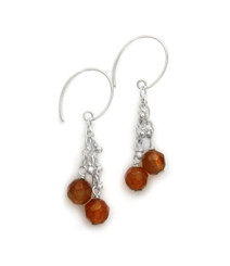 Sterling Silver Gemstones Tiered Chain "Talia" Earrings, Carnelian