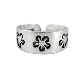 Sterling Silver Cherry Blossoms Band Adjustable Toe Ring