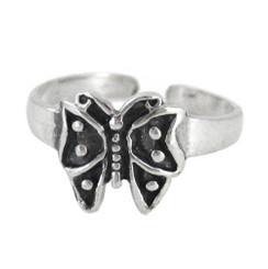 Sterling Silver Butterfly Adjustable Toe Ring