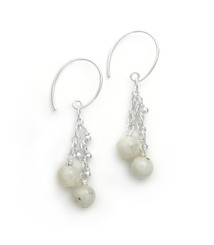 Sterling Silver Gemstones Tiered Chain "Talia" Earrings, Moonstone