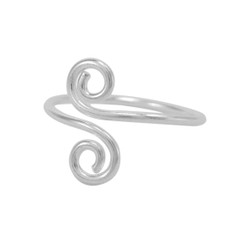 Sterling Silver S-Swirl Adjustable Pinky Midi Knuckle Ring