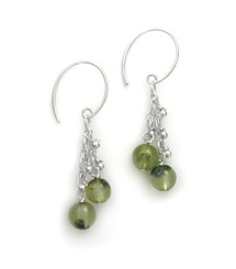 Sterling Silver Gemstones Tiered Chain "Talia" Earrings, Prehnite