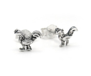 Sterling Silver Rooster Stud Post Earring