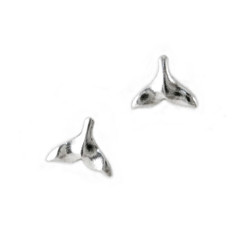 Sterling Silver Whale Tail Fluke Stud Post Earrings