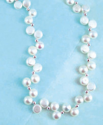 Freshwater "Dancing" White Pearl Necklace, 16"